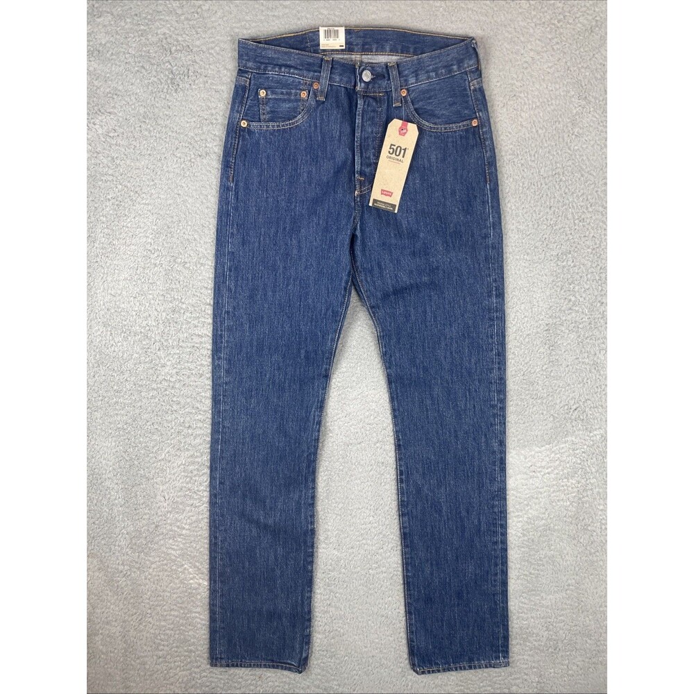 Levis 501 Original Jeans Mens 29x34 Blue Button Fly Straight Leg 100% Denim NWT